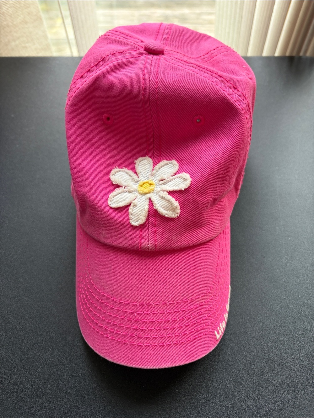 Life is Good  Pink Daisy Embroidered Baseball Cap